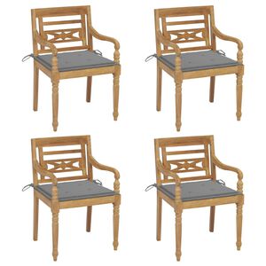 vidaXL Batavia Chairs with Cushions 4 pcs Solid Teak Wood