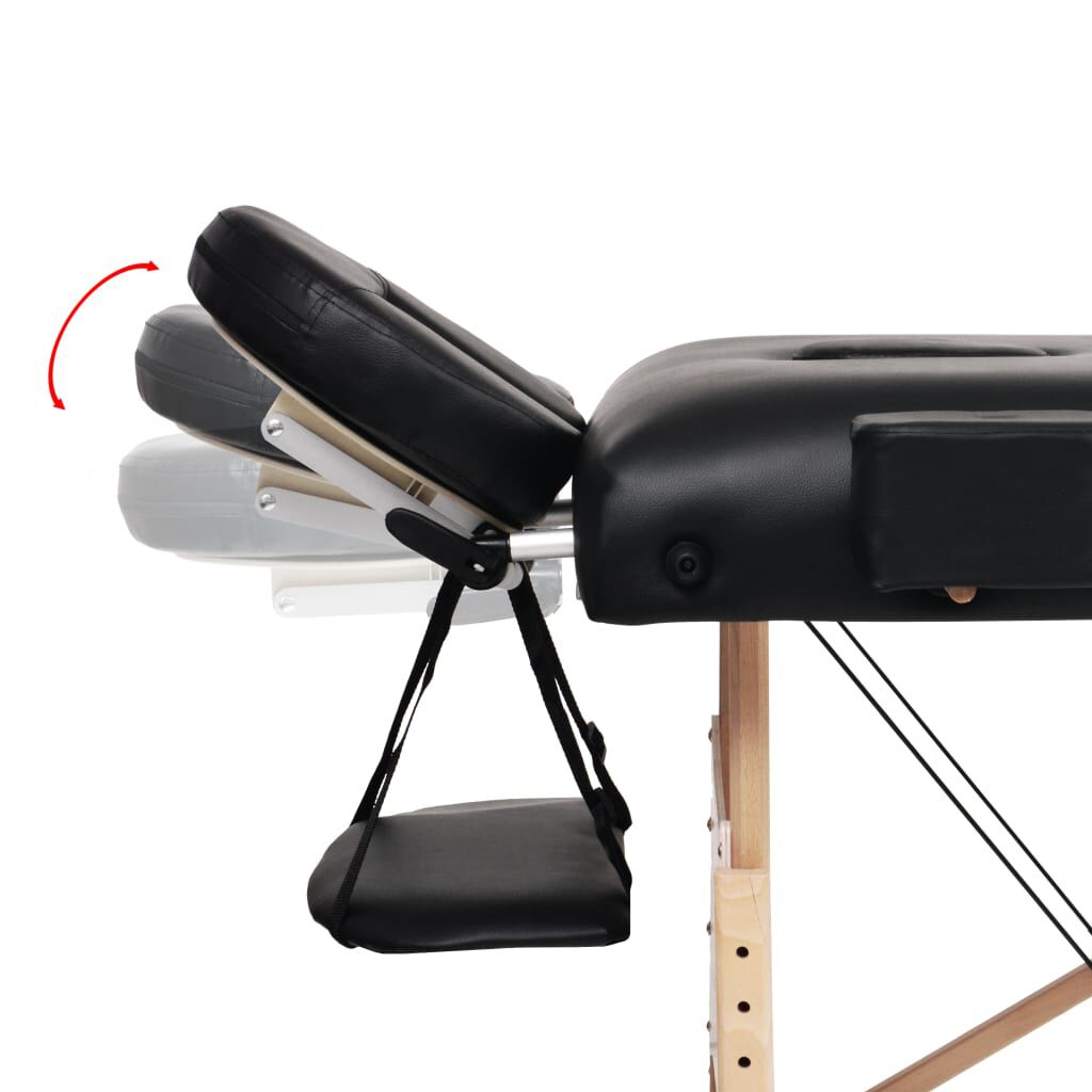 vidaXL 2-Zone Folding Massage Table and Stool Set 10 cm Thick Black