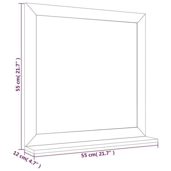 vidaXL Wall Mirror 55x55 cm Solid Wood Walnut