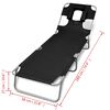 vidaXL Folding Sun Lounger with Head Cushion Powder-coated Steel Black