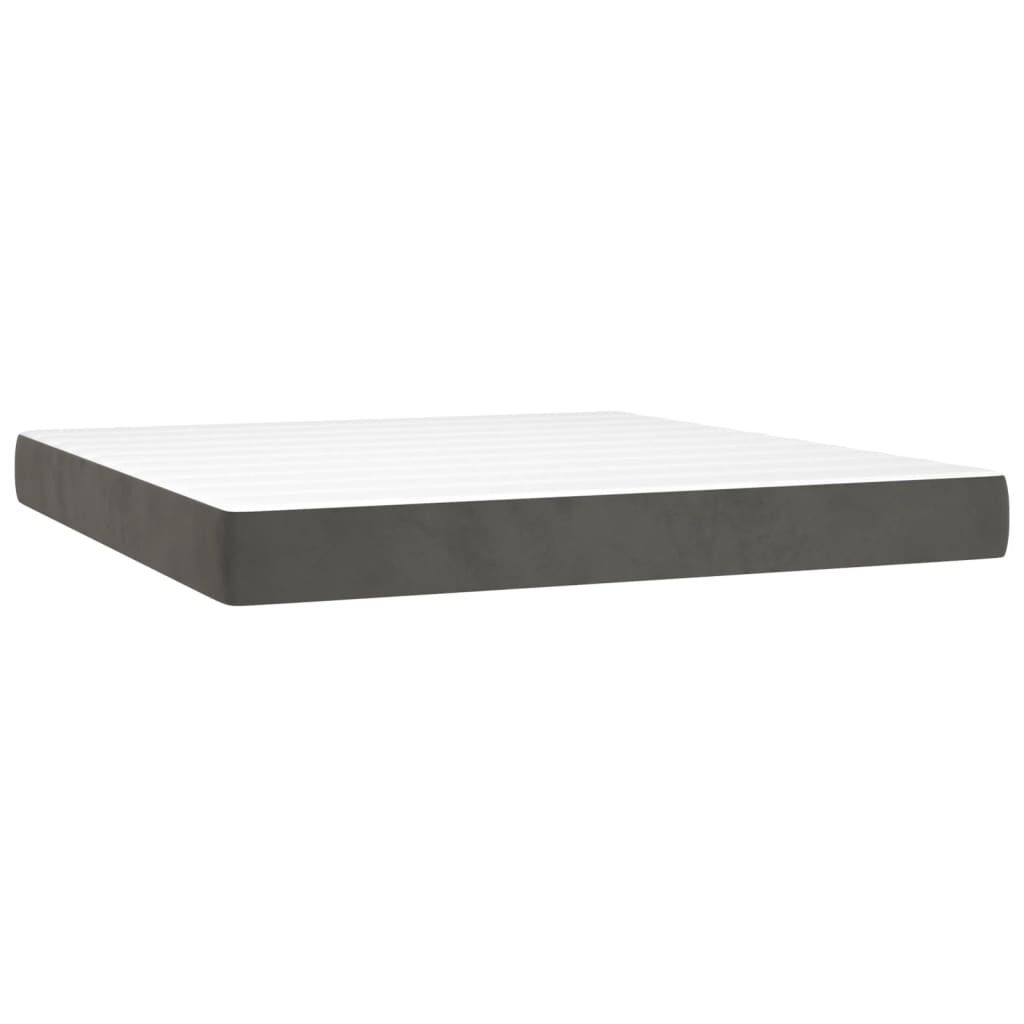 vidaXL Box Spring Bed with Mattress Dark Grey 183x213 cm California King Velvet