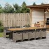 vidaXL 11 Piece Garden Dining Set with Cushions Grey Poly Rattan