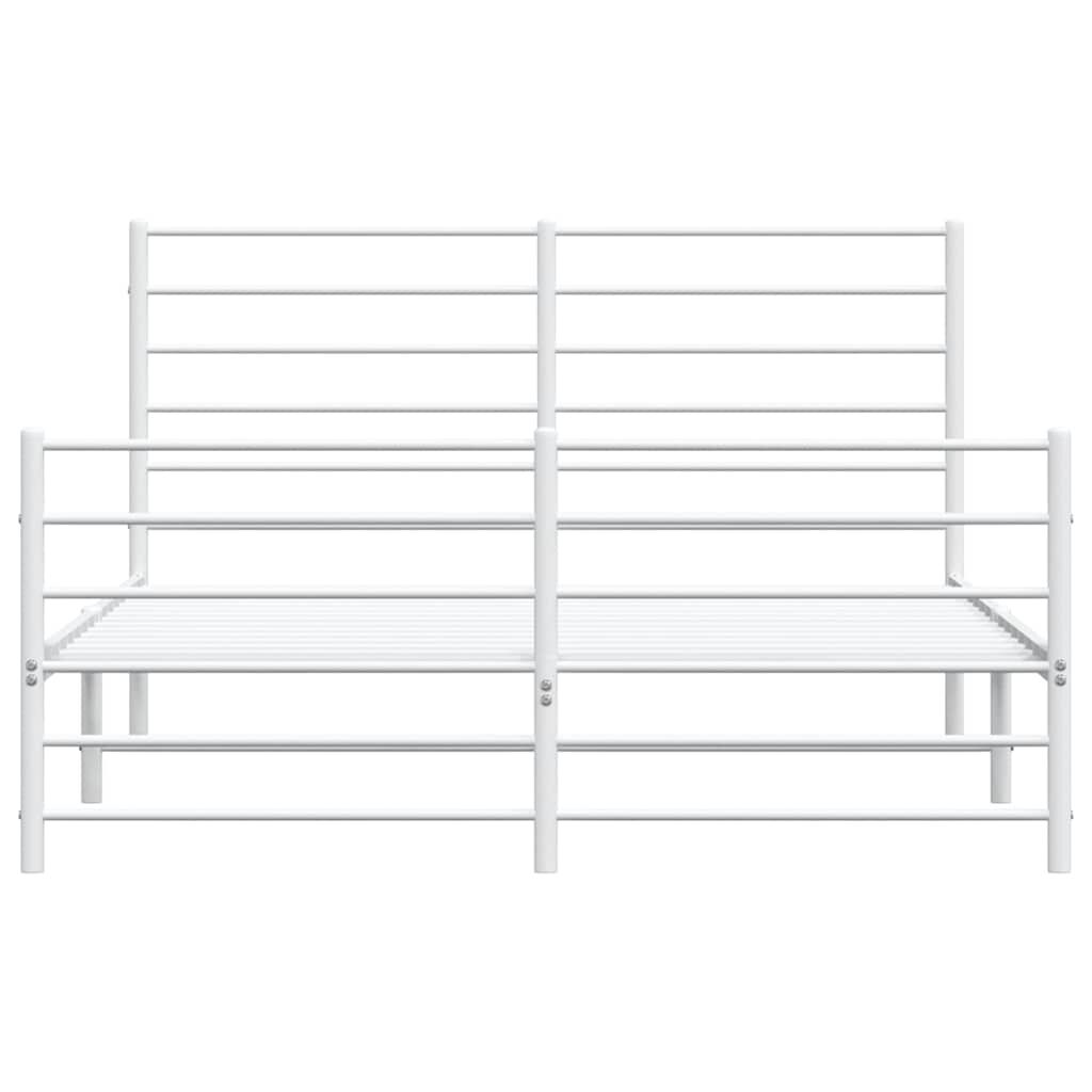vidaXL Metal Bed Frame without Mattress with Footboard White 135x190cm