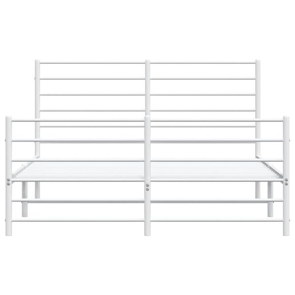vidaXL Metal Bed Frame without Mattress with Footboard White 135x190cm