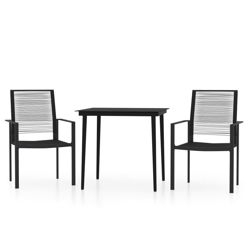 vidaXL 3 Piece Garden Dining Set Black