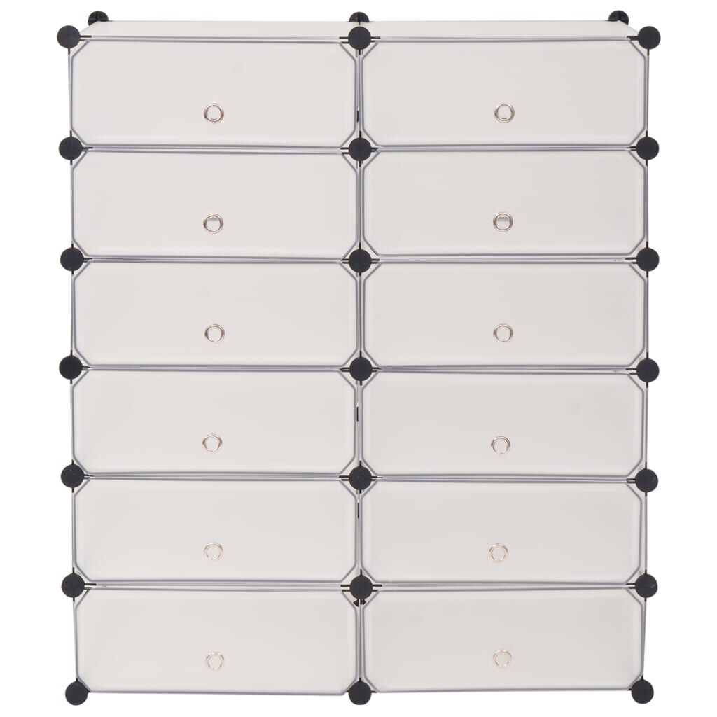 vidaXL Interlocking Shoe Organiser with 12 Compartments White