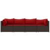 vidaXL 4 Piece Garden Lounge Set with Cushions Brown Poly Rattan