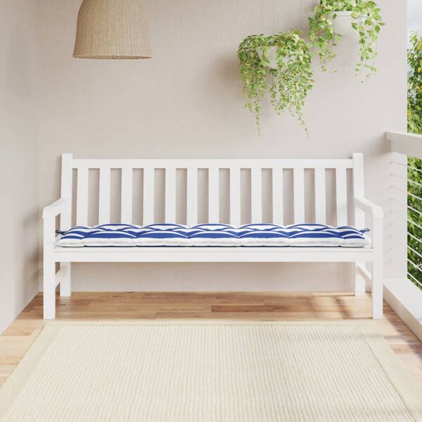 vidaXL Garden Bench Cushion Blue&White Stripe 180x50x7cm Oxford Fabric