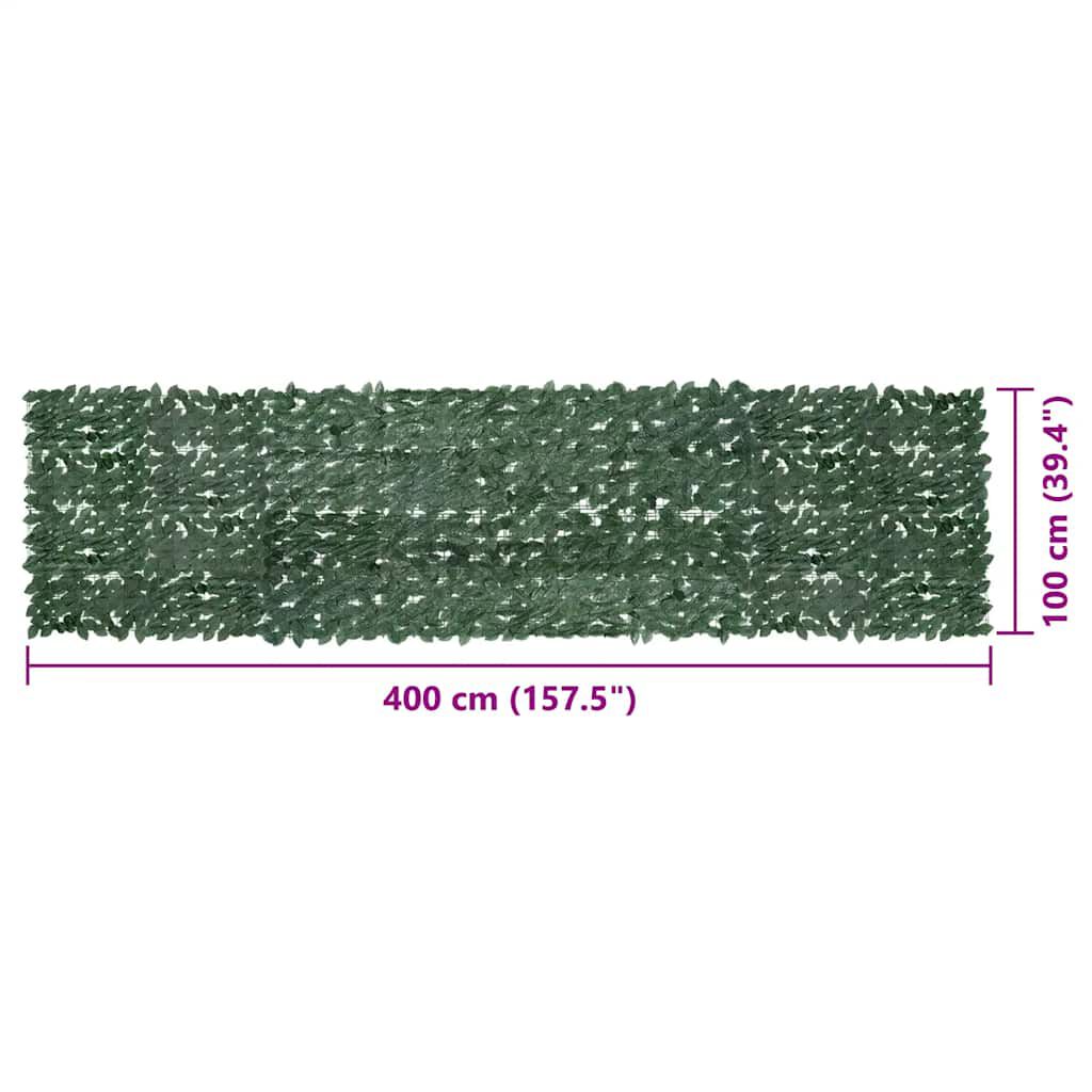 vidaXL Balcony Screen with Dark Green Leaves 400x100 cm