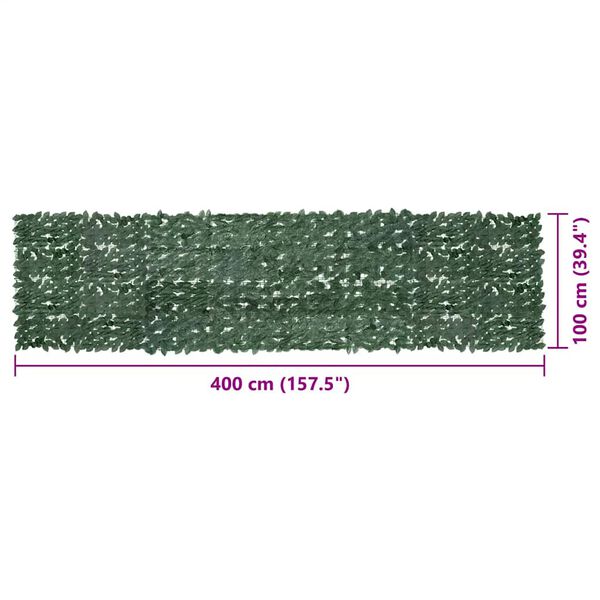 vidaXL Balcony Screen with Dark Green Leaves 400x100 cm