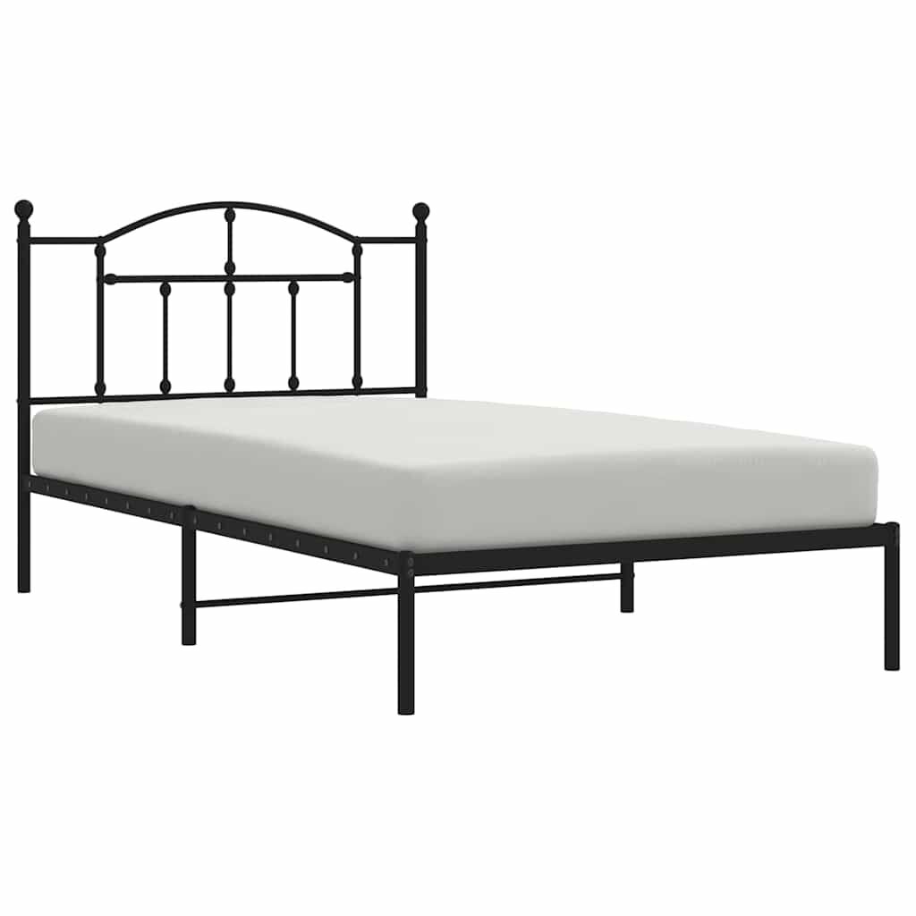 vidaXL Metal Bed Frame without Mattress with Headboard Black 100x200cm