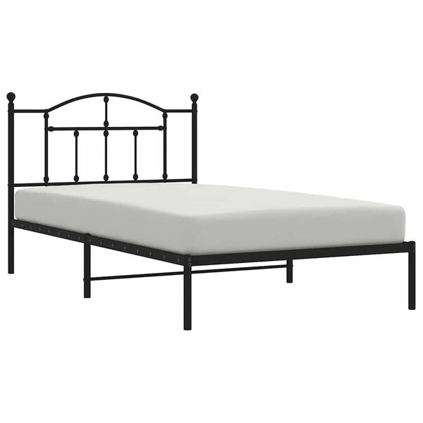 vidaXL Metal Bed Frame without Mattress with Headboard Black 100x200cm