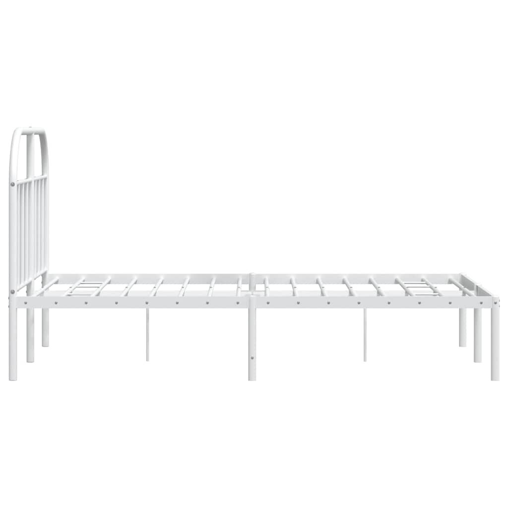 vidaXL Metal Bed Frame without Mattress with Headboard White 135x190cm