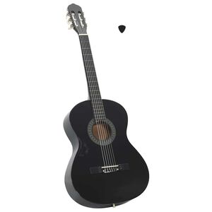 vidaXL Classical Guitar for Beginner Black 4/4 39" Basswood