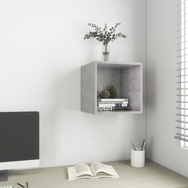 vidaXL Wall Cabinet Concrete Grey 37x37x37 cm Engineered Wood
