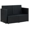 vidaXL 2 Seater Garden Sofa with Cushions Black Poly Rattan