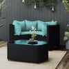 vidaXL 4 Piece Garden Lounge Set with Cushions Black Poly Rattan