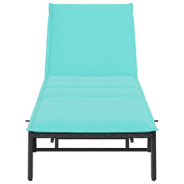 vidaXL Sun Lounger with Cushion Black Poly Rattan