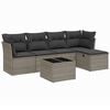 vidaXL 6 Piece Garden Sofa Set with Cushions Grey Poly Rattan
