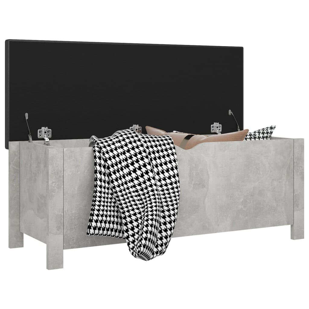 vidaXL Storage Box with Cushion Concrete Grey 105x40x45 cm