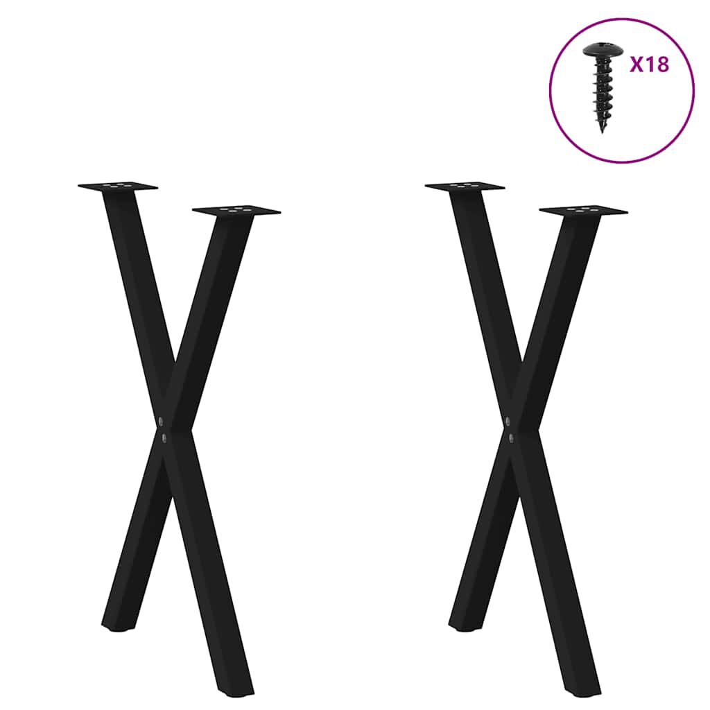 vidaXL Dining Table Legs X-Shaped 2 pcs Black 57x(72-73) cm Steel