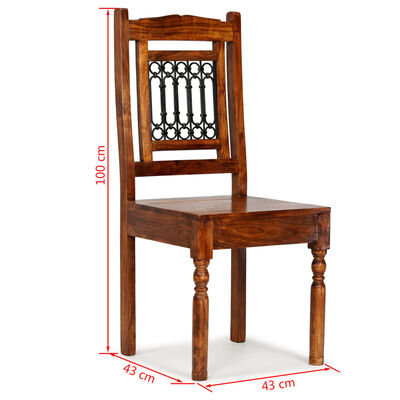 vidaXL Dining Chairs 4 pcs Solid Wood with Sheesham Finish Classic