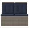 vidaXL Reclining Garden Bench with Cushions Grey Poly Rattan