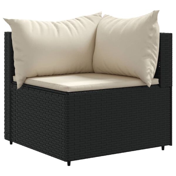 vidaXL 10 Piece Garden Lounge Set with Cushions Black Poly Rattan