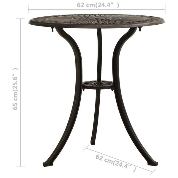 vidaXL 3 Piece Bistro Set Cast Aluminium Bronze