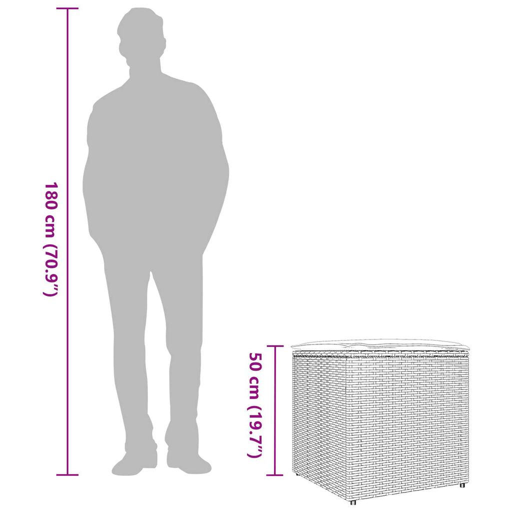 vidaXL Outdoor Storage Box Grey and Dark Grey Rattan Large Storage