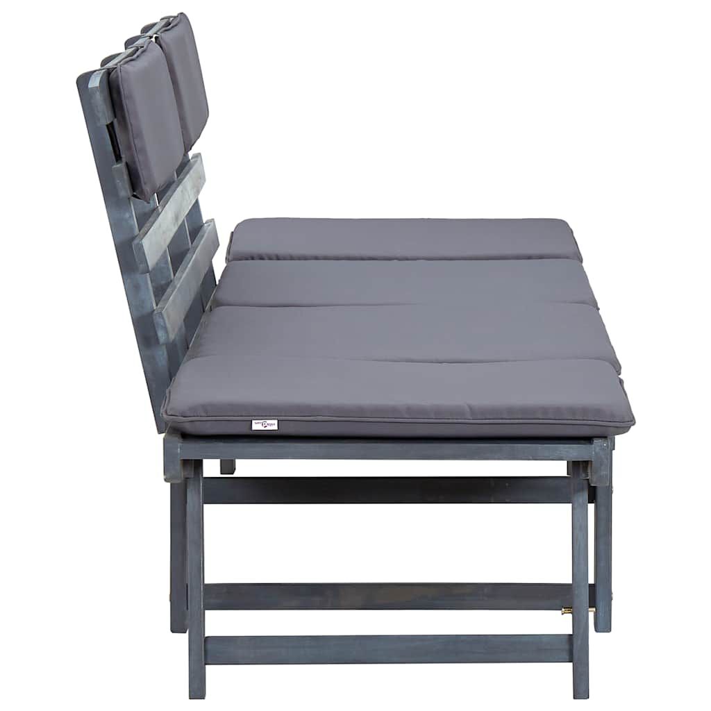 vidaXL Garden Bench with Cushions 2-in-1 190 cm Grey Solid Acacia Wood