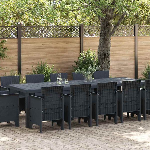 vidaXL Garden Dining Set 11 pcs Brown and Anthracite Rattan