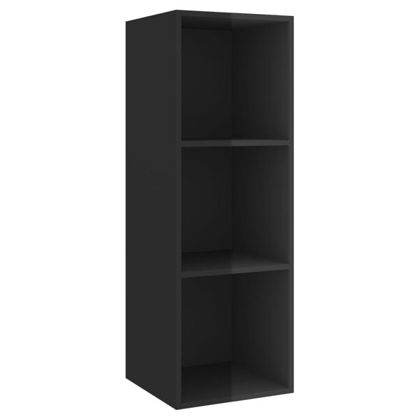 vidaXL 2 Piece TV Cabinet Set High Gloss Black Engineered Wood