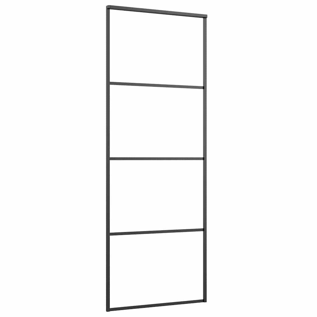 vidaXL Sliding Door Frosted ESG Glass and Aluminium 76x205 cm Black
