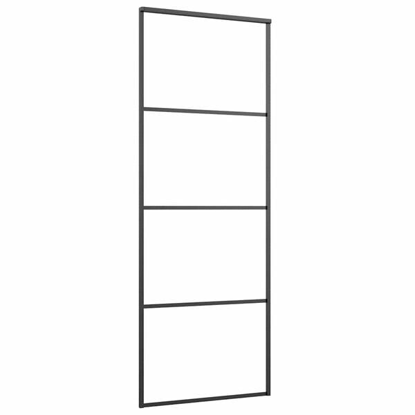 vidaXL Sliding Door Frosted ESG Glass and Aluminium 76x205 cm Black