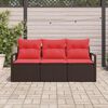vidaXL Sofa Set 3 pcs Brown Poly Rattan