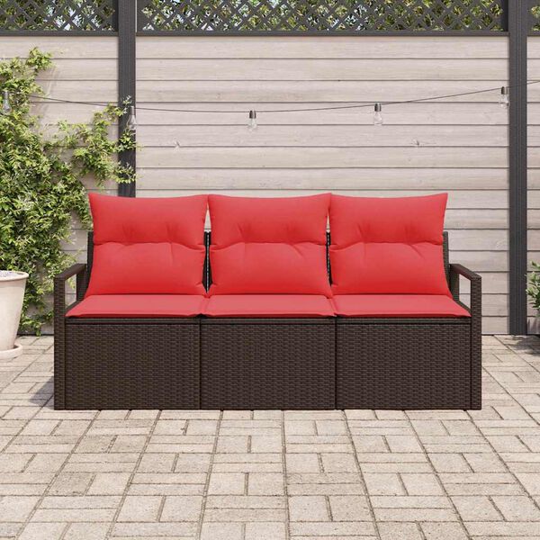 vidaXL Sofa Set 3 pcs Brown Poly Rattan