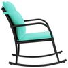 vidaXL Garden Rocking Chair with Cushions Black Poly Rattan