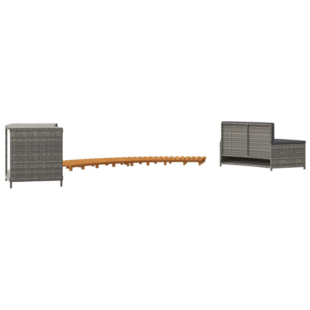 vidaXL Hot Tub Surround Grey Poly Rattan and Solid Wood Acacia