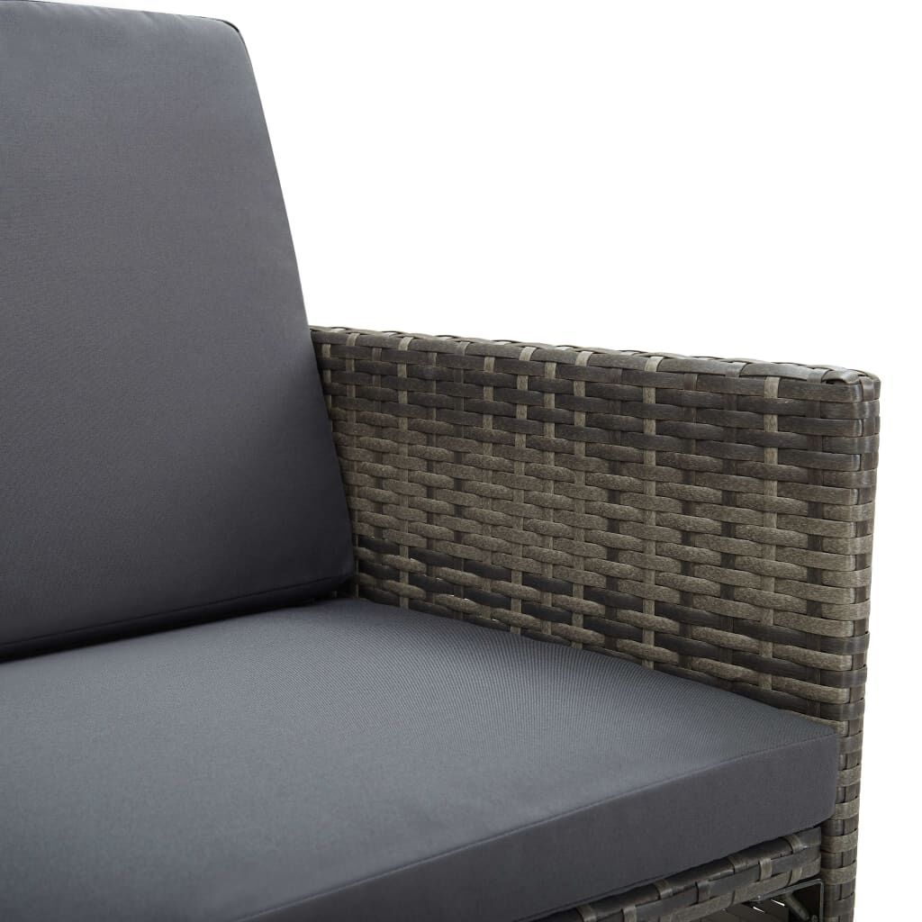 vidaXL Garden Chairs 2 pcs with Cushions Poly Rattan Grey
