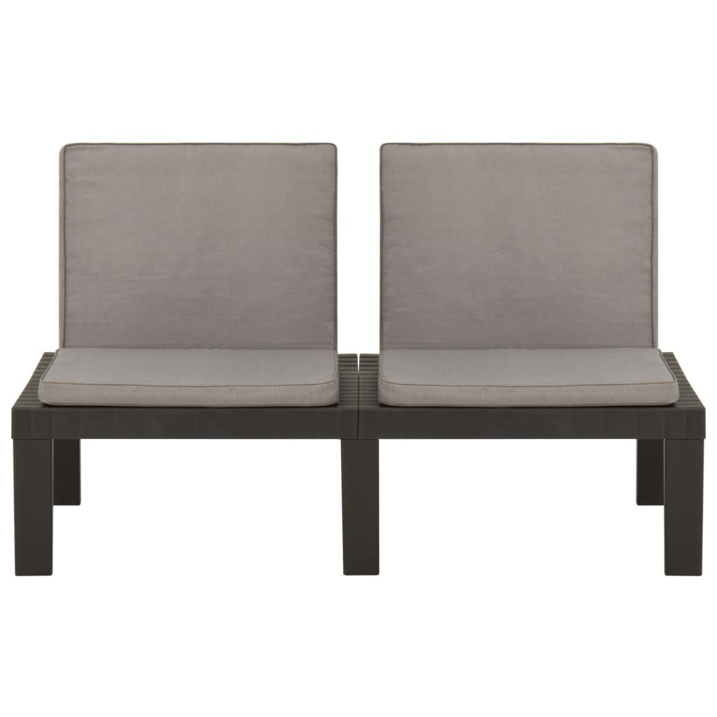 vidaXL 2 Piece Garden Lounge Set with Cushions Plastic Grey