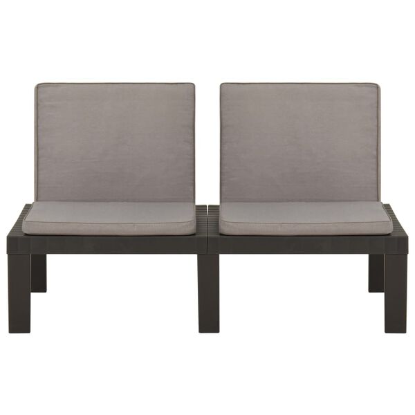 vidaXL 2 Piece Garden Lounge Set with Cushions Plastic Grey
