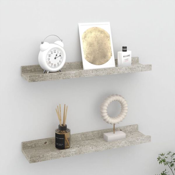 vidaXL Wall Shelves 2 pcs Concrete Grey 40x9x3 cm