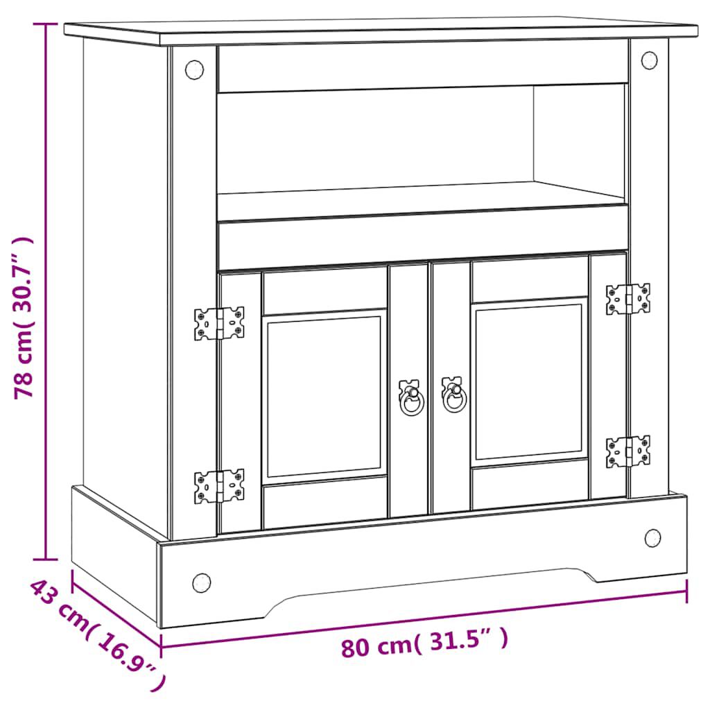 vidaXL TV Cabinet Mexican Pine Corona Range 80x43x78 cm