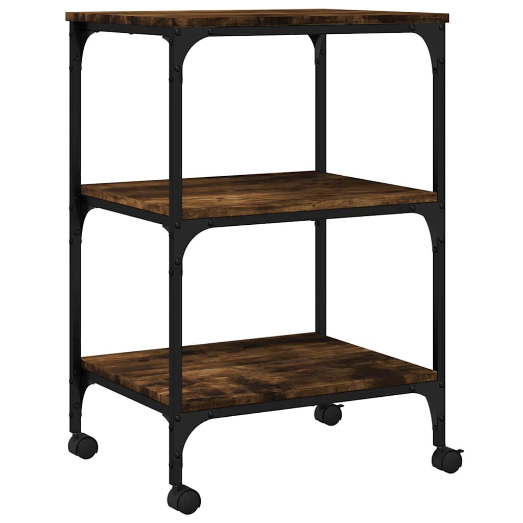vidaXL Printer Stand 3-Tier Smoked Oak 50x41x75 cm Engineered Wood