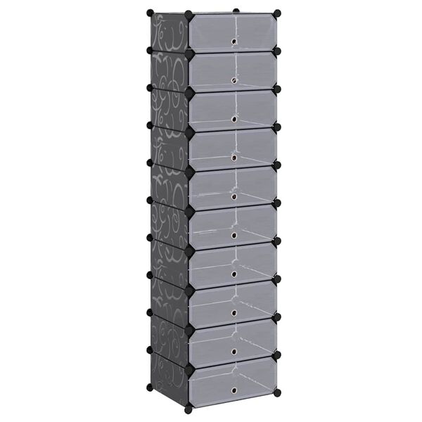 vidaXL Interlocking Shoe Organiser with 10 Compartments Black