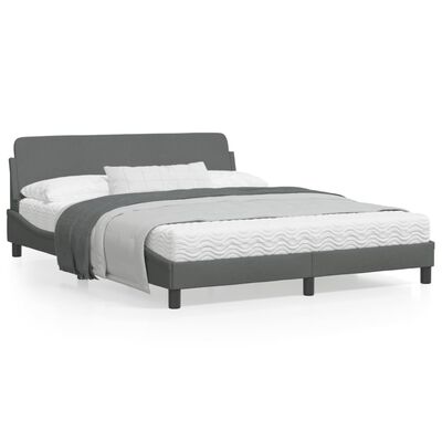 vidaXL Bed Frame with Headboard Dark Grey 152x203 cm Fabric