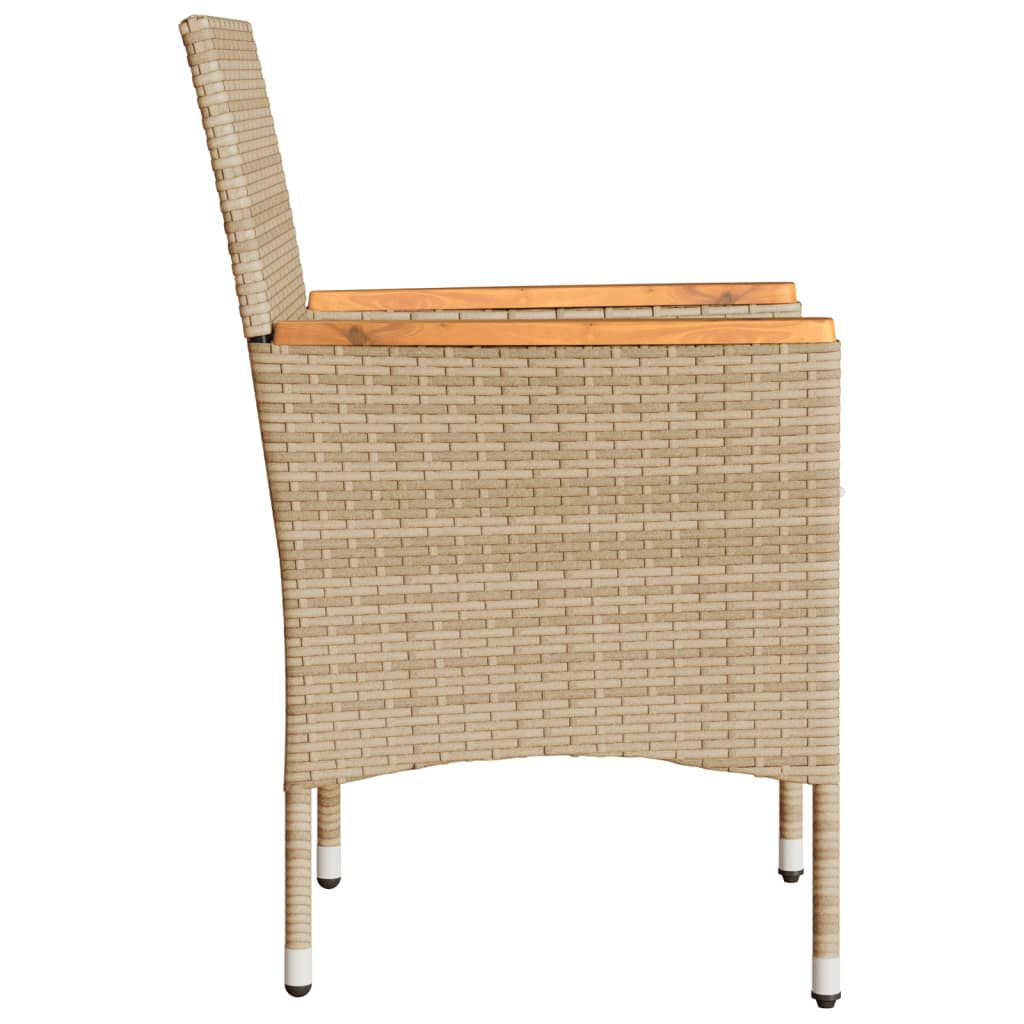 vidaXL Garden Chairs with Cushions 2 pcs Beige Poly Rattan