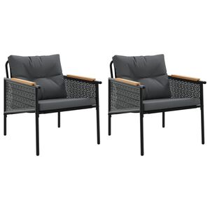 vidaXL Garden Chairs with Cushions 2 pcs Black Steel