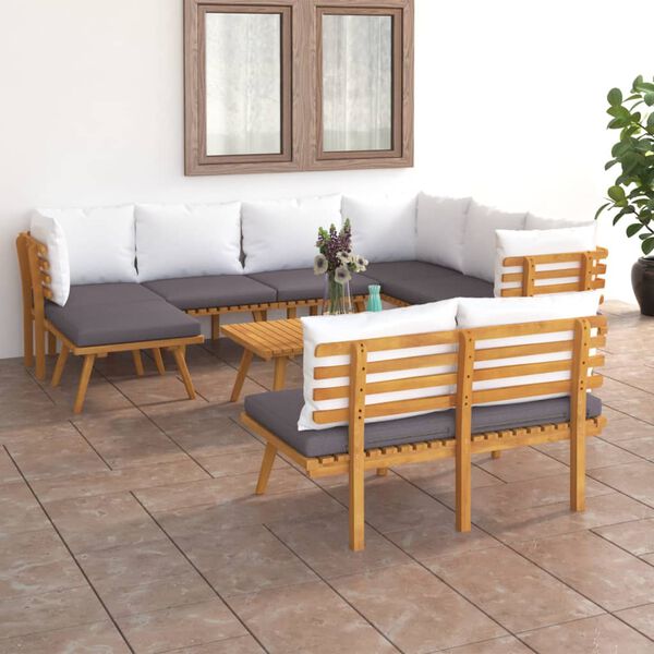 vidaXL 9 Piece Garden Lounge Set with Cushions Solid Wood Acacia